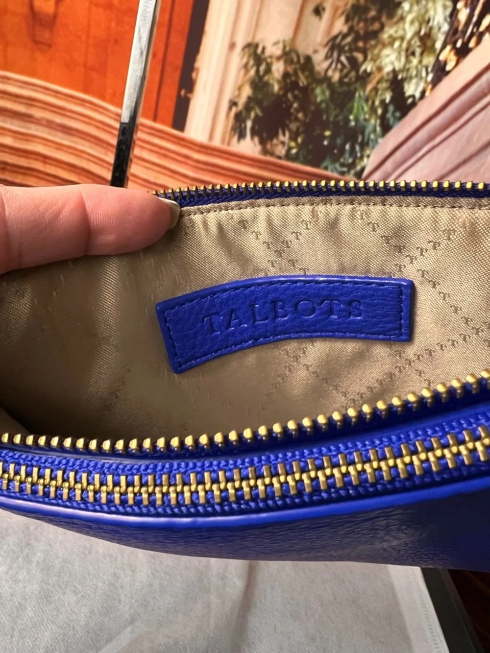 Talbots Blue Leather Wristlet Clutch